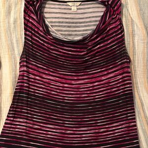 CJ Banks Pink & Black Striped Cowl Neck Tank Top – Women’s Size X